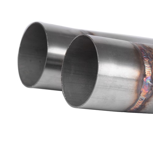 Universal Crossover X Pipe Dual 2.5" In/Out Stainless Steel Muffler Exhaust Tip - Picture 8 of 11