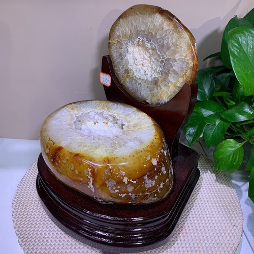 Agata naturale 19 libbre geode cornucopia cristallo quarzo esemplare guarigione + supporto - Foto 4 di 8