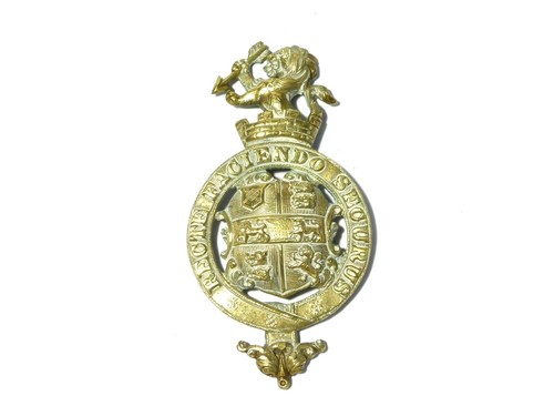 19thC Recte Faciendo Securus Armorial Livery Crest Harness Brass Badge #HB114 - Picture 2 of 4