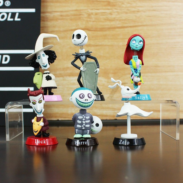 6pcs Set The Nightmare Before Christmas Jack Sally Bobble Head