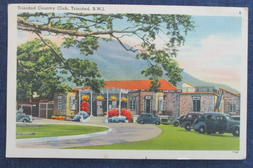 1953 Trinidad BWI Country Club Postcard Used to US Georgetown Cancel - Picture 1 of 2