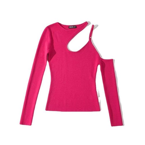 Spring Damen neu schulterfreier Pullover mit rundem Ausschnitt unregelmäßiges Oberteil - Bild 2 von 28
