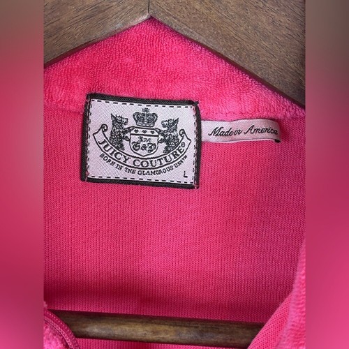 VINTAGE JUICY COUTURE Pink Tracksuit Jacket Full Zip Women's 90s Britney Large - Picture 4 of 14