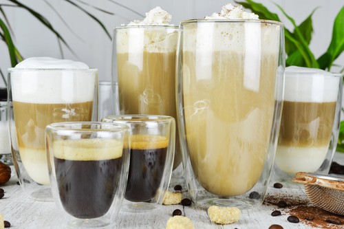 6 à Double Paroi Verres 2x450ml 2x200ml 2x90ml Tasse de Café Latte Verres Thermo - Picture 9 of 11