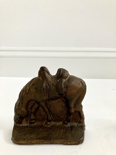 Pair of Vintage Bronze Tone Cast Iron Saddled Horse Equestrian Western Bookends! - Picture 7 of 8