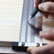 High Precision Metric 400mm Hole Ruler Stainless Woodworking Measuring Tool For