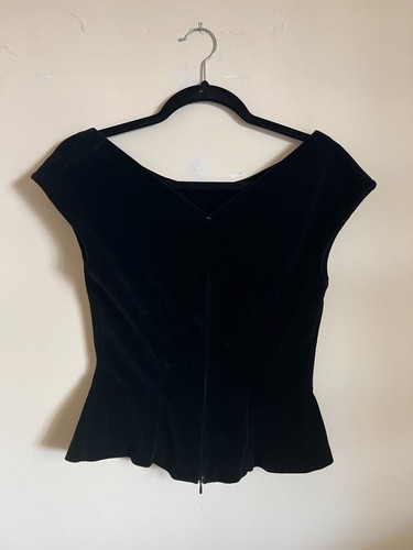 Vintage 1950's Black Velvet Top Evening Wear Elegant Women's Medium 40 No Label - Picture 4 of 8