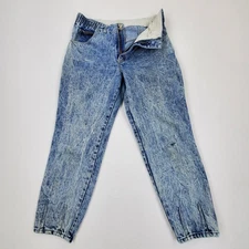 Vtg 80s PS Gitano Acid Wash Tapered Jeans Womens 12 Short High Rise Button Zip