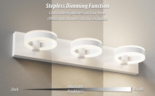 LED Badezimmerleuchten, 24 Zoll weiße Waschtischleuchten, moderne Acryl mit 3 Lichtern... - Bild 6 von 8