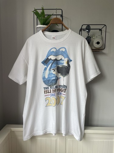 Vintage 2007 Rolling Stones Band T-Shirt Isle of Wight Konzert Grafik Herren XL