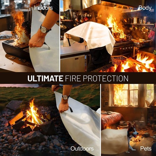 Lot de 4 couvertures incendie d'urgence pour maison, cuisine, voiture et entrepôt. 40" x 40" - Photo 6/6