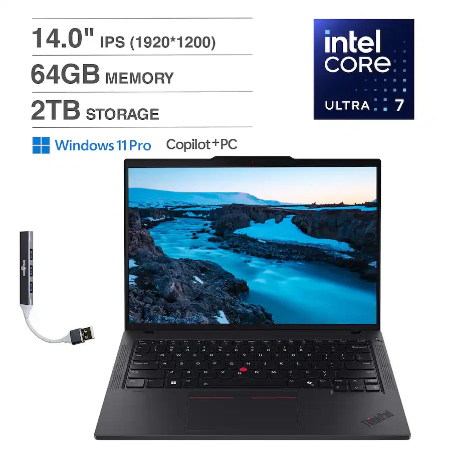 Lenovo ThinkPad T14, 14.0-Inch Laptop, with Intel Ultra 7-255U, Windows 11 Pro