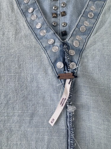 Free People Kendra Nieten Denim ärmellose Tunika Gr. M - Bild 8 von 10
