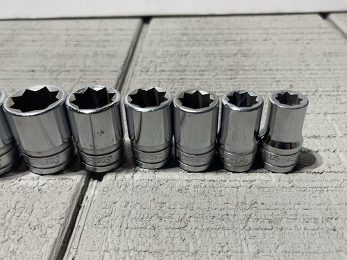 Snap On 1/2" Drive 8 Point Double Square Chrome Socket Set-11 Pieces 3/8" - 1" - Picture 4 of 13