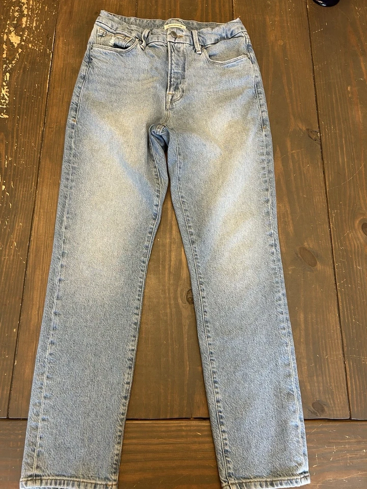 Pantalones de mezclilla Good American para mujer azules 508 Good Icon tiro alto pierna recta talla 6/28 Foto 4 de 4