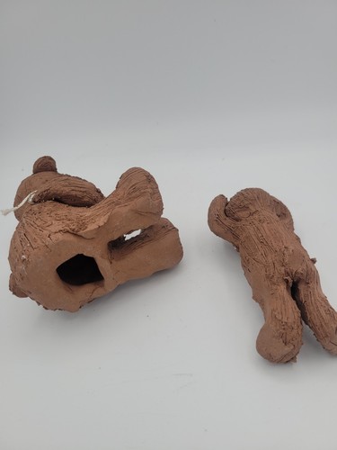 Vintage Studio Art Pottery Teddy Bear Figurines Mama Baby Cub Red Clay Handmade - 第 8/8 張圖片