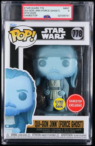 Qui-Gon Jinn (Force Ghost) Star Wars GITD GameStop 778 Funko Pop! PSA 9 MINT