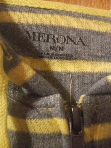 Womens Merona Striped Hoodie Yellow/gray Medium 26 Long 18 Armpit-Armpit - Picture 2 of 6