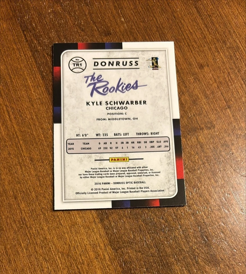 Kyle Schwarber 2016 Panini Optic The Rookies Rookie TR1 Cubs Phillies RC - Image 2 of 2