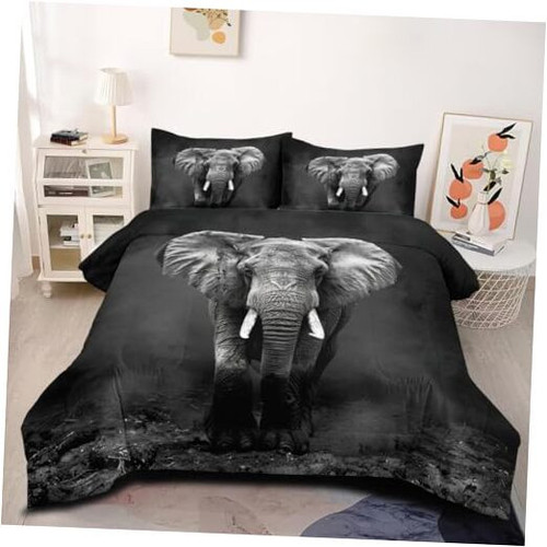 Elephant Comforter Set Full Size Black Elephants Full(80" x 90") Elephant 13a
