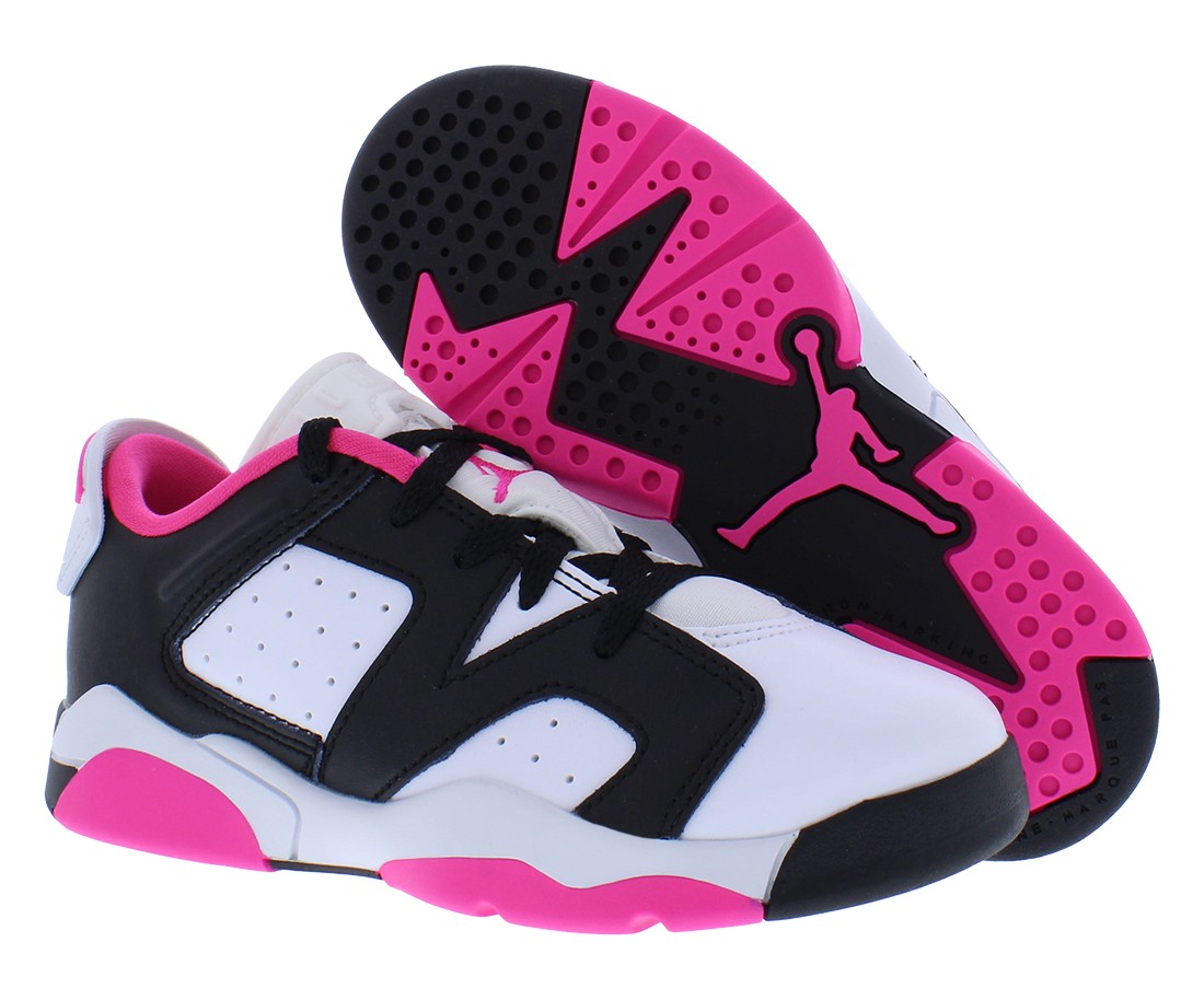 Кроссовки Nike Jordan 6 Retro Low PS для мальчиков, Размер 2,5, Цвет: Черный/Ярко-розовый/Белый