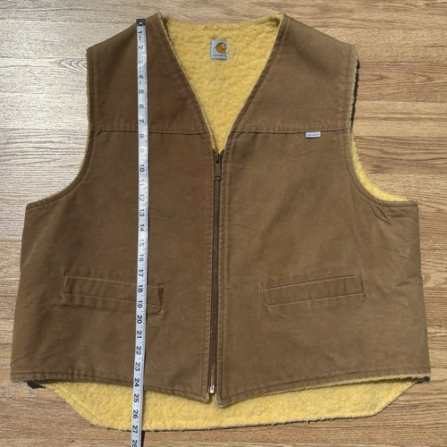 Vintage 80s Carhartt Hunting Vest Mens XXL 2XL Brown Sherpa Lined Shell Pockets - Picture 5 of 6