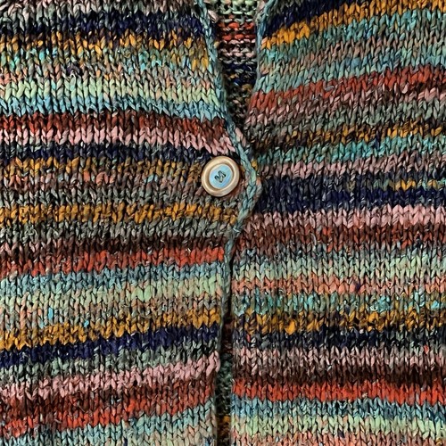 Hand Knit Cotton Variegated Long Sleeve One Button Cardigan Women’s Large - Picture 7 of 7