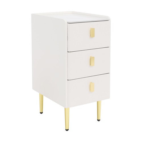 Narrow Nightstand with 3 Drawers - Rock Slab Top, Modern Bedside Table - Picture 15 of 22