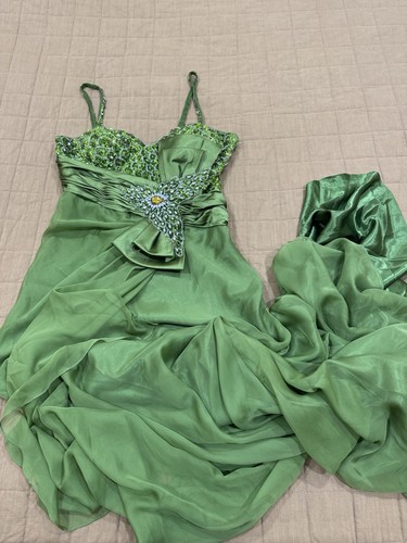 Mnm Couture 5467 Green Beaded Gown Dress Maxi Size 10 $1100 - Picture 7 of 14
