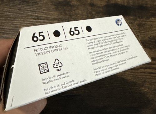 HP 65 1VU22AN Ink Cartridge - Black, Pack of 2 May 2021 - Picture 4 of 4