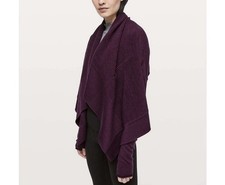 LULULEMON Sit In Lotus Wrap Reversible Heathered Plum Sweater Size 4 Gym Lounge