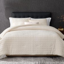 Am lie Home Beige Waffle King Size Comforter Set, King 106"x90" Waffle Beige