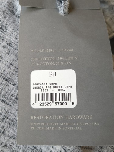 Restoration Hardware Erased Abstract Washed Cotton-Linen Queen Duvet Cover New - Picture 3 of 5