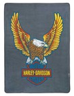 Harley-Davidson Folding Fleece Blanket, Vibrant Bar & Shield Eagle - Gray