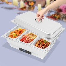 9L 3-Compartments Electric Food Warmer with Temperature Control for Buffets