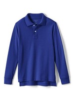 Lands' End Kids Long Slv Mesh Polo Shirt Cobalt L NWOT 1047 