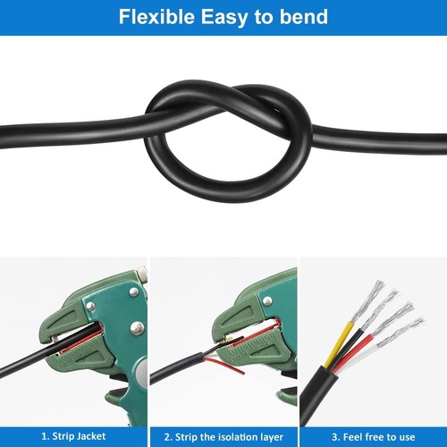 18 Stärke 4 Leiter Elektrischer Draht, 33 Fuß 18 AWG Schwarz PVC Litze Verzinnt Co... - Bild 7 von 7