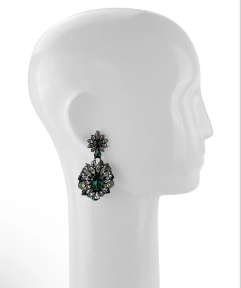 New Swarovski by Shourouk Green Crystal Clip-on Earrings - Bild 2 von 4
