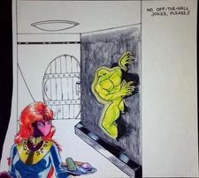 Alien Women Prison Off The Wall Jokes Original Art Comic Book Panel Drawing 1/1