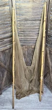 Bamboo Poles Fishing Net Seine Fish Netting Aged Vintage Nautical Cabin Decor