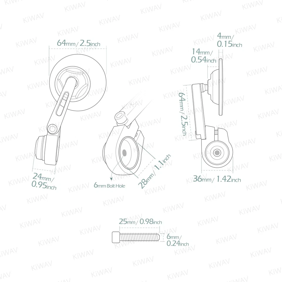 Espejo de extremo de barra x 1 redondo Orbii negro se adapta a Moto Guzzi Audace V9 roscado OEM barra Foto 2 de 4
