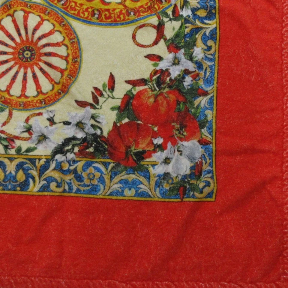 Dolce & Gabbana toalha de praia grande vermelha multicolorida padrão floral algodão 110x180cm - Imagem 3 de 4