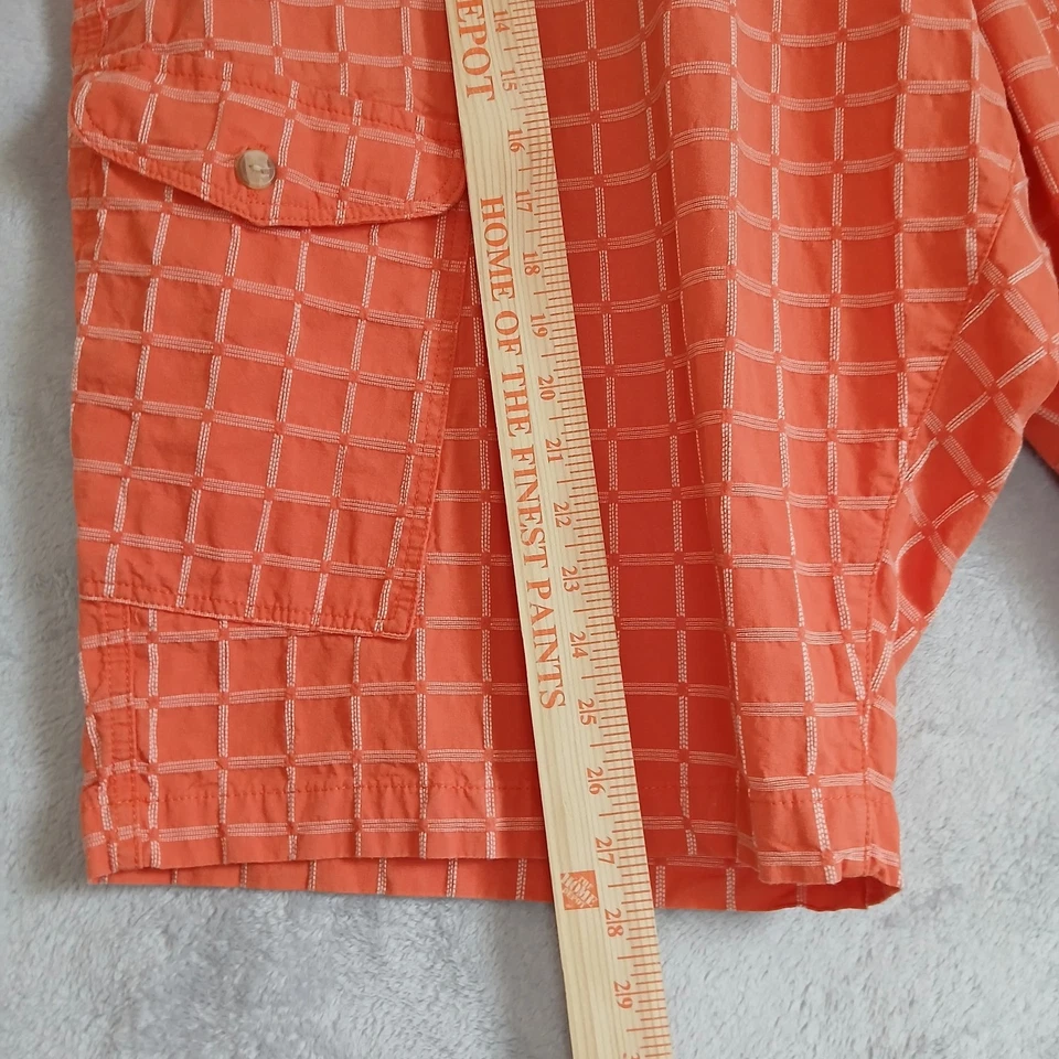 Sean John Men's 46B Bermuda Shorts Orange Check Golf Cotton Casual Cargo Safari - Image 4 of 4