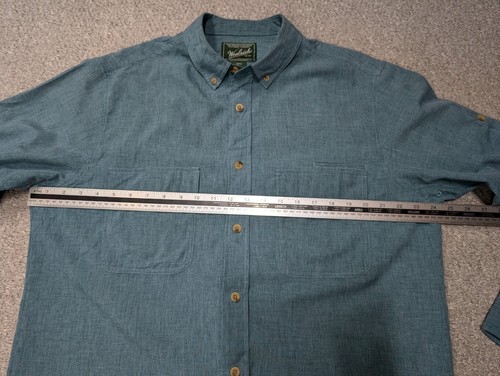 WOOLRICH Outdoor Wear Men's Copen Blue Polyester Hiking Button Down Shirt L - Picture 9 of 12