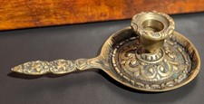 Vintage French Ornate Candle Stick Bronze Gild Gold Chamerstick Candle Holder