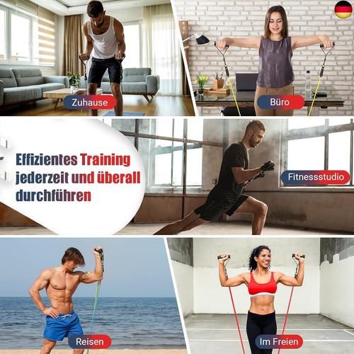 GYMERK Resistance Bands Set, Expander Fitness Mit Gummigriffe, Trainingsplakat, - Bild 7 von 7