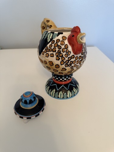 Safari Whimsy Decorative Display Rooster Teapot Piece, Hand Painted 9" Tall EUC - Picture 5 of 9