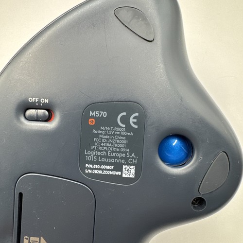 Logitech M570 Ergonomic Wireless Trackball Mouse With USB Dongle Office Home - Afbeelding 4 van 7