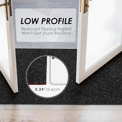  Läufer Teppich Rutschfest Outdoor Indoor Teppichläufer Sondergröße 2ft x 6ft Schwarz - Bild 4 von 7