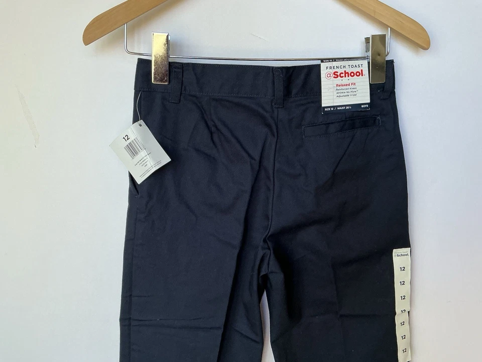 法国烤面包男童裤子海军蓝 12 码校服休闲版型斜纹布新品 — 第 4/4 张图片